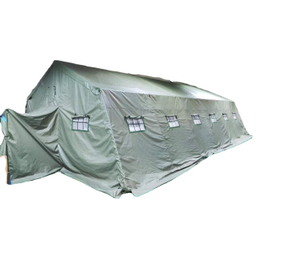 Herbe vert 40 hommes grande tente tube en acier étanche quatre saisons tente en toile chaude formation chasse tente extérieure